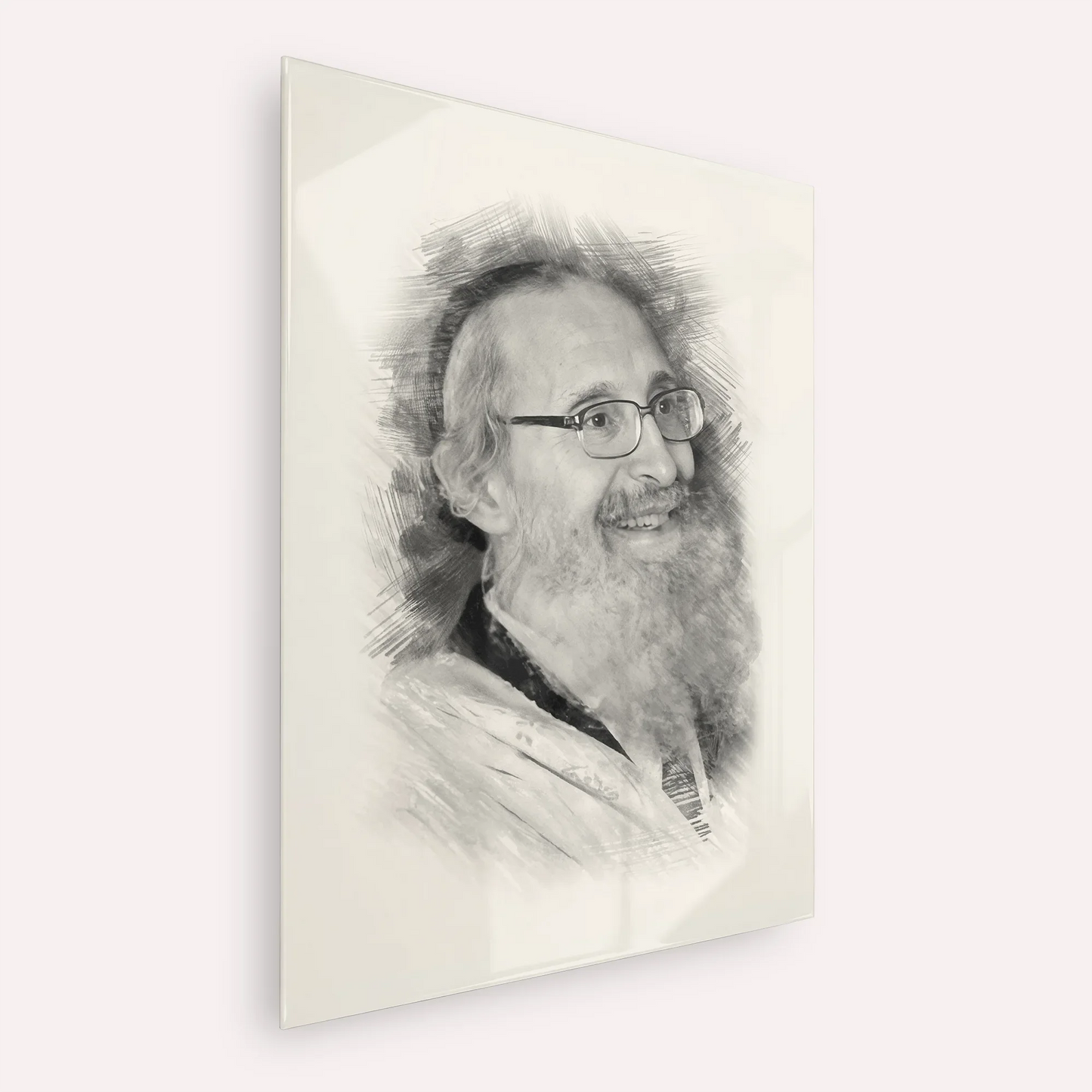 Rabbi Nosson Tzvi Finkel – Black & White – Acrylic Glass Vertical | Jewish Wall Art, Gedolim Pictures