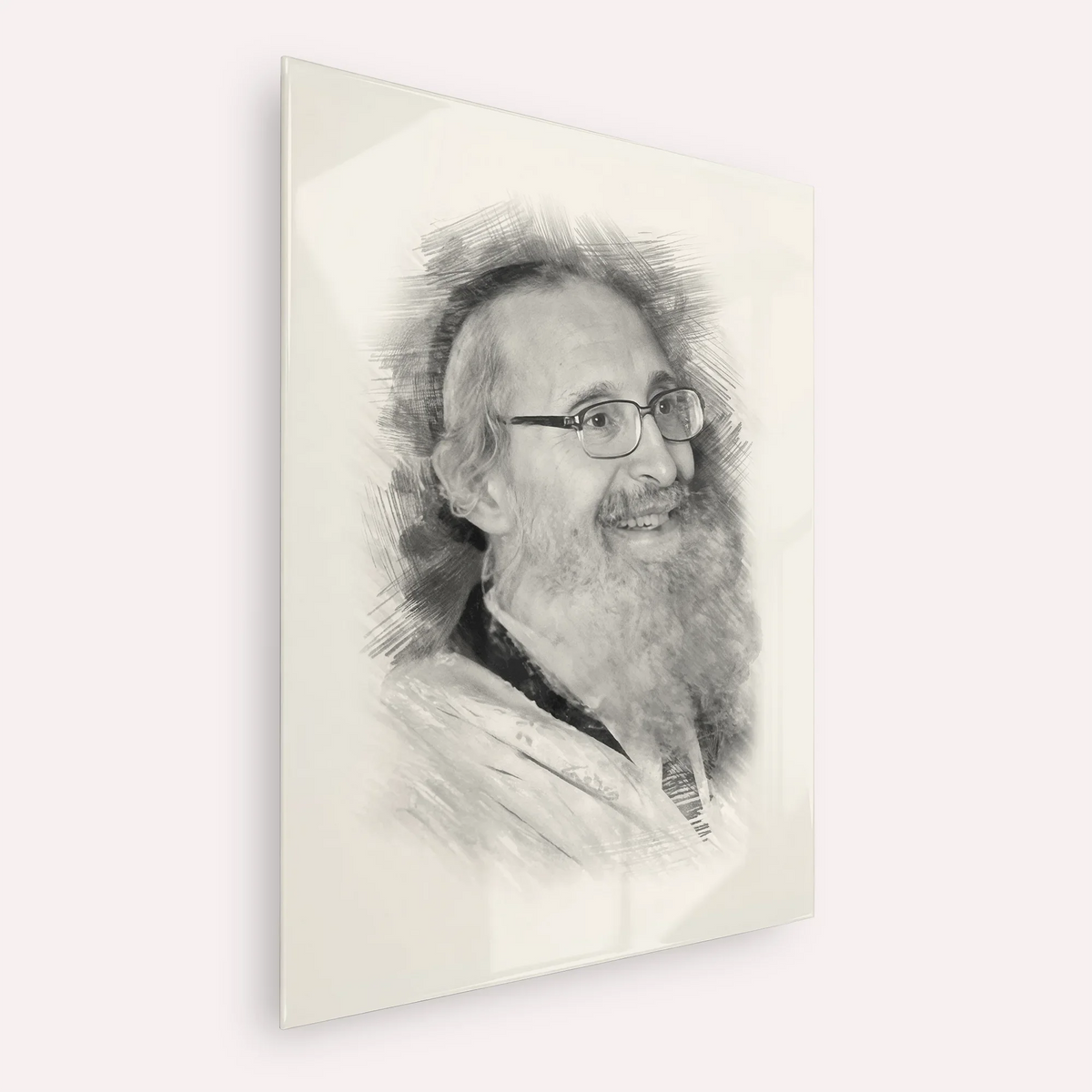 Rabbi Nosson Tzvi Finkel – Black & White – Acrylic Glass Vertical | Jewish Wall Art, Gedolim Pictures