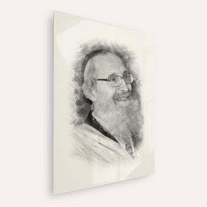 Rabbi Nosson Tzvi Finkel – Black & White – Acrylic Glass Vertical | Jewish Wall Art, Gedolim Pictures