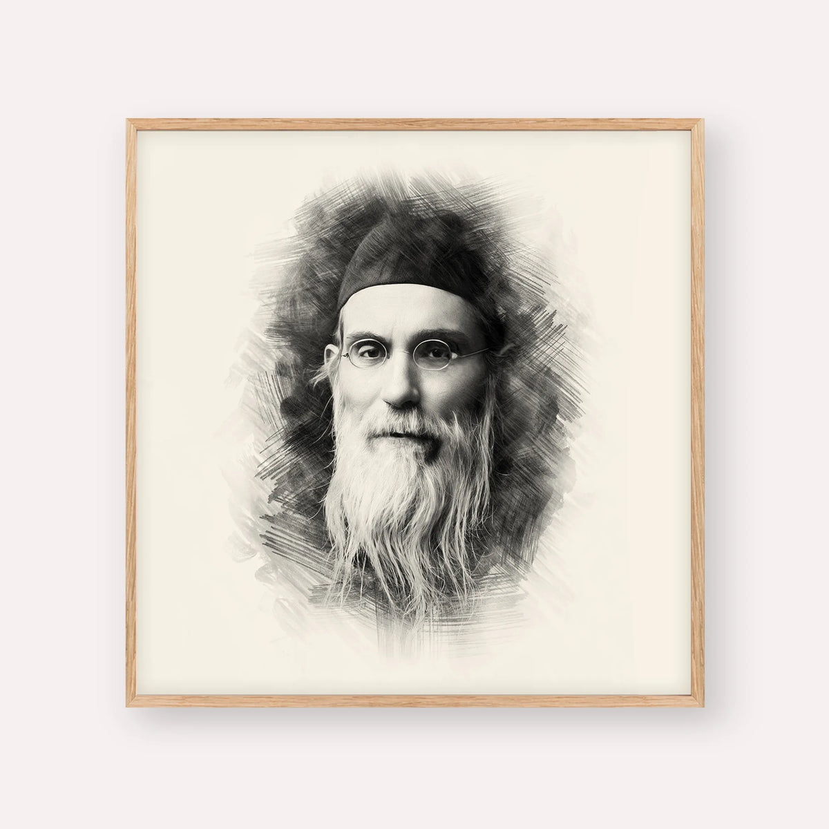 Rabbi Nosson Tzvi Finkel (Alter of Slabodka) – Black & White – Wood Frame Square | Jewish Wall Art, Gedolim Pictures