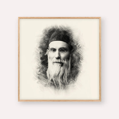 Rabbi Nosson Tzvi Finkel (Alter of Slabodka) – Black & White – Wood Frame Square | Jewish Wall Art, Gedolim Pictures