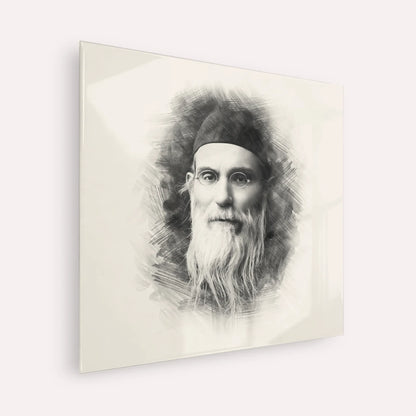 Rabbi Nosson Tzvi Finkel (Alter of Slabodka) – Black & White – Acrylic Glass Square | Jewish Wall Art, Gedolim Pictures