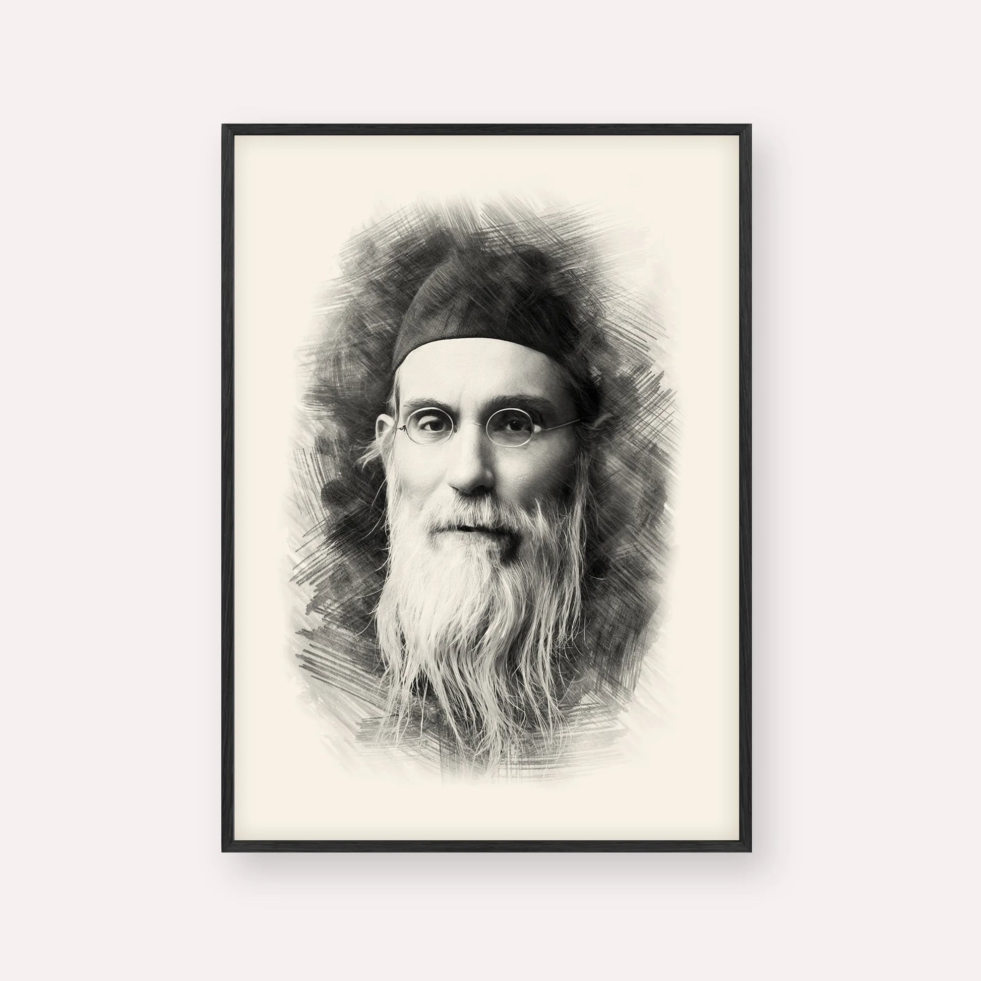 Rabbi Nosson Tzvi Finkel (Alter of Slabodka) – Black & White – Black Frame Vertical | Jewish Wall Art, Gedolim Pictures
