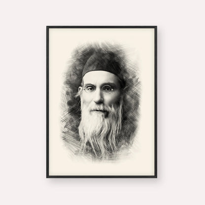 Rabbi Nosson Tzvi Finkel (Alter of Slabodka) – Black & White – Black Frame Vertical | Jewish Wall Art, Gedolim Pictures