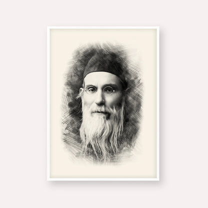 Rabbi Nosson Tzvi Finkel (Alter of Slabodka) – Black & White – White Frame Vertical | Jewish Wall Art, Gedolim Pictures