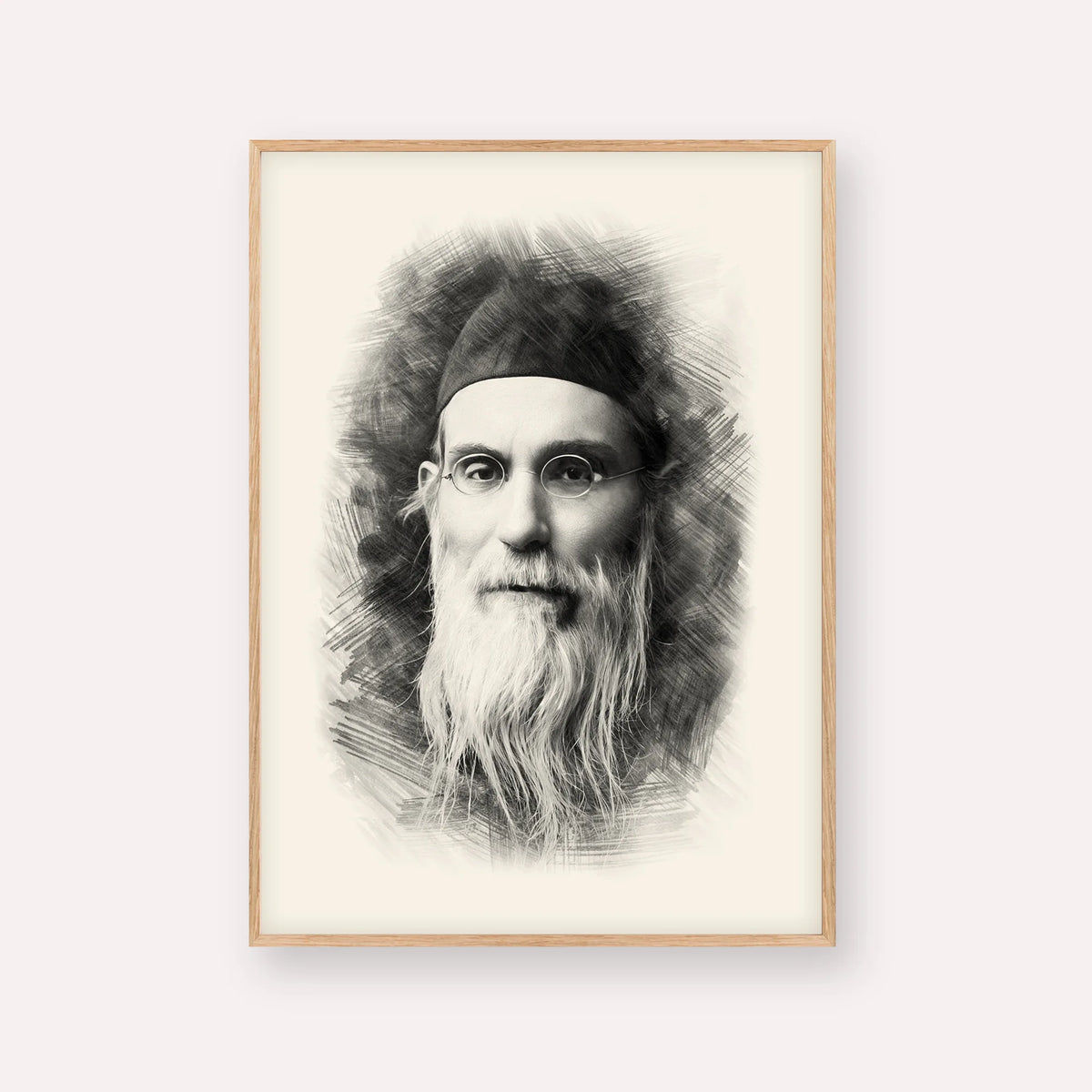 Rabbi Nosson Tzvi Finkel (Alter of Slabodka) – Black & White – Wood Frame Vertical | Jewish Wall Art, Gedolim Pictures