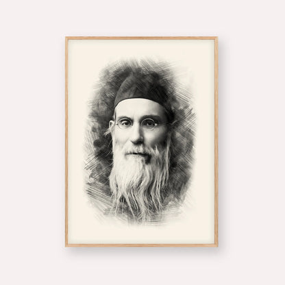 Rabbi Nosson Tzvi Finkel (Alter of Slabodka) – Black & White – Wood Frame Vertical | Jewish Wall Art, Gedolim Pictures