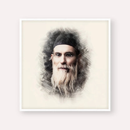 Rabbi Nosson Tzvi Finkel (Alter of Slabodka) – White Frame Square | Jewish Wall Art, Gedolim Pictures