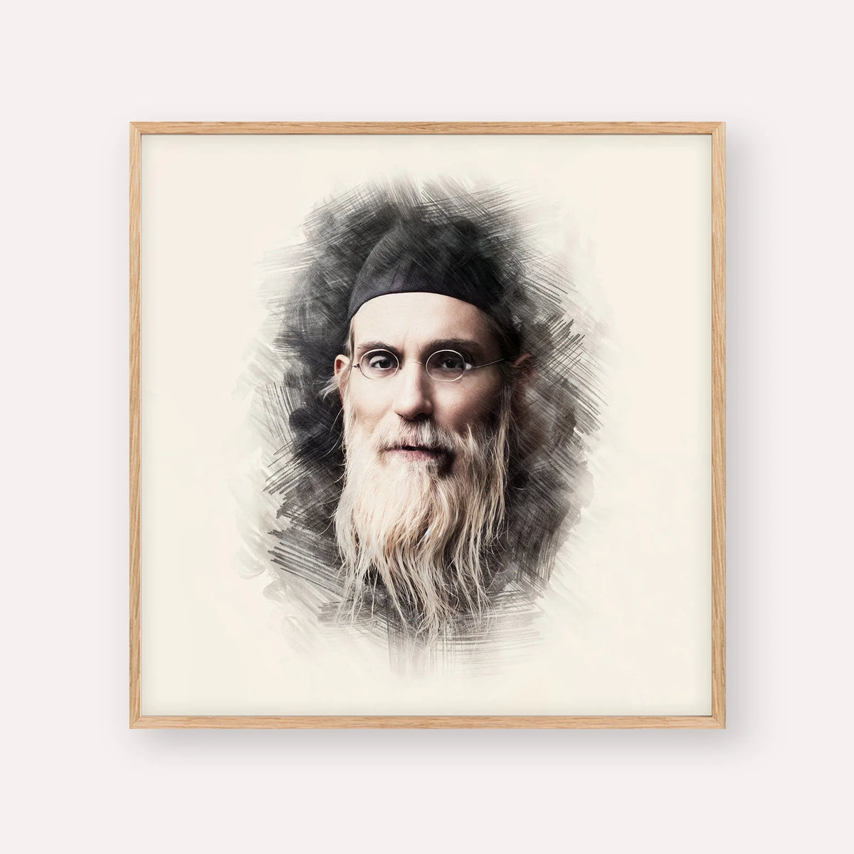 Rabbi Nosson Tzvi Finkel (Alter of Slabodka) – Wood Frame Square | Jewish Wall Art, Gedolim Pictures