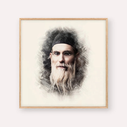 Rabbi Nosson Tzvi Finkel (Alter of Slabodka) – Wood Frame Square | Jewish Wall Art, Gedolim Pictures