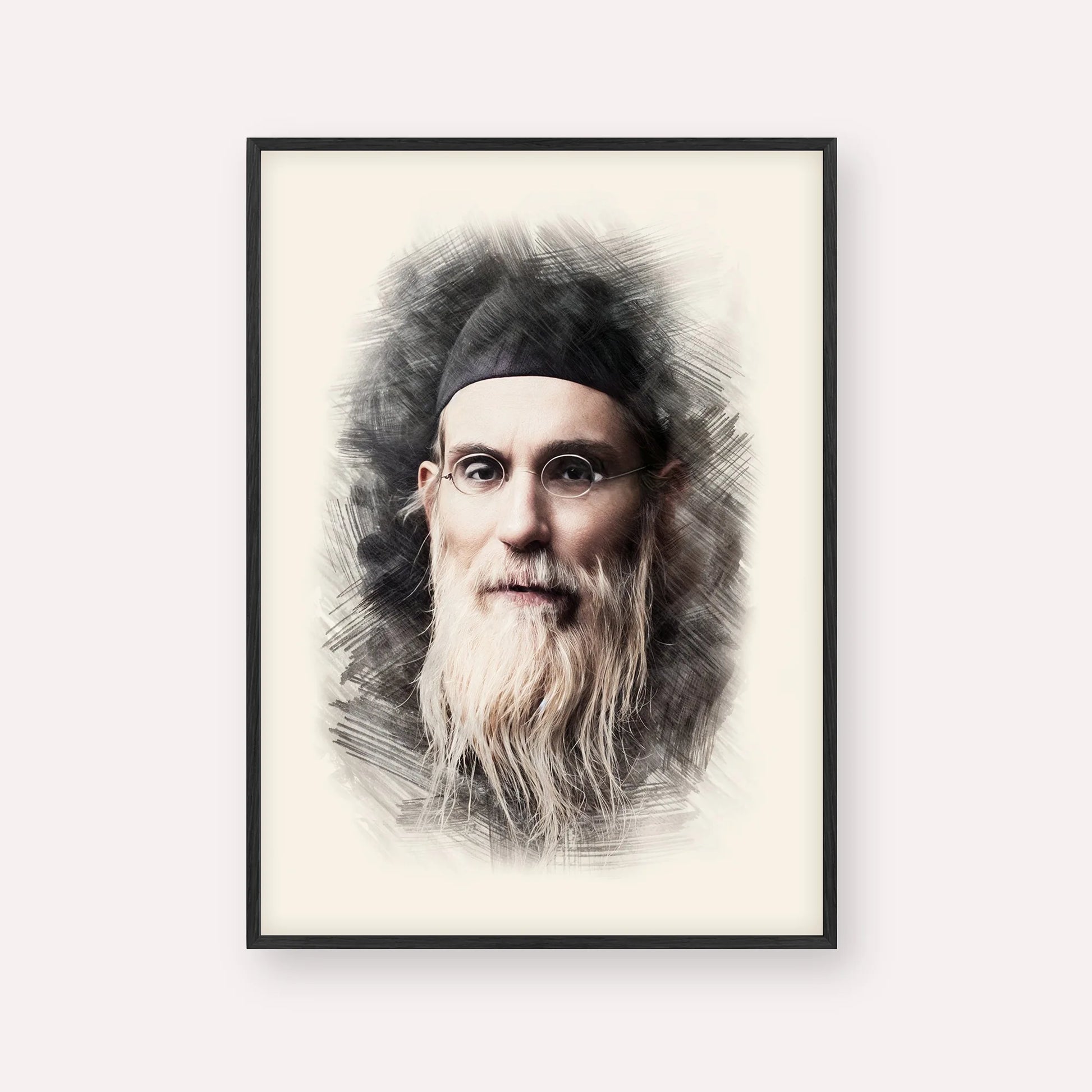 Rabbi Nosson Tzvi Finkel (Alter of Slabodka) – Black Frame Vertical | Jewish Wall Art, Gedolim Pictures