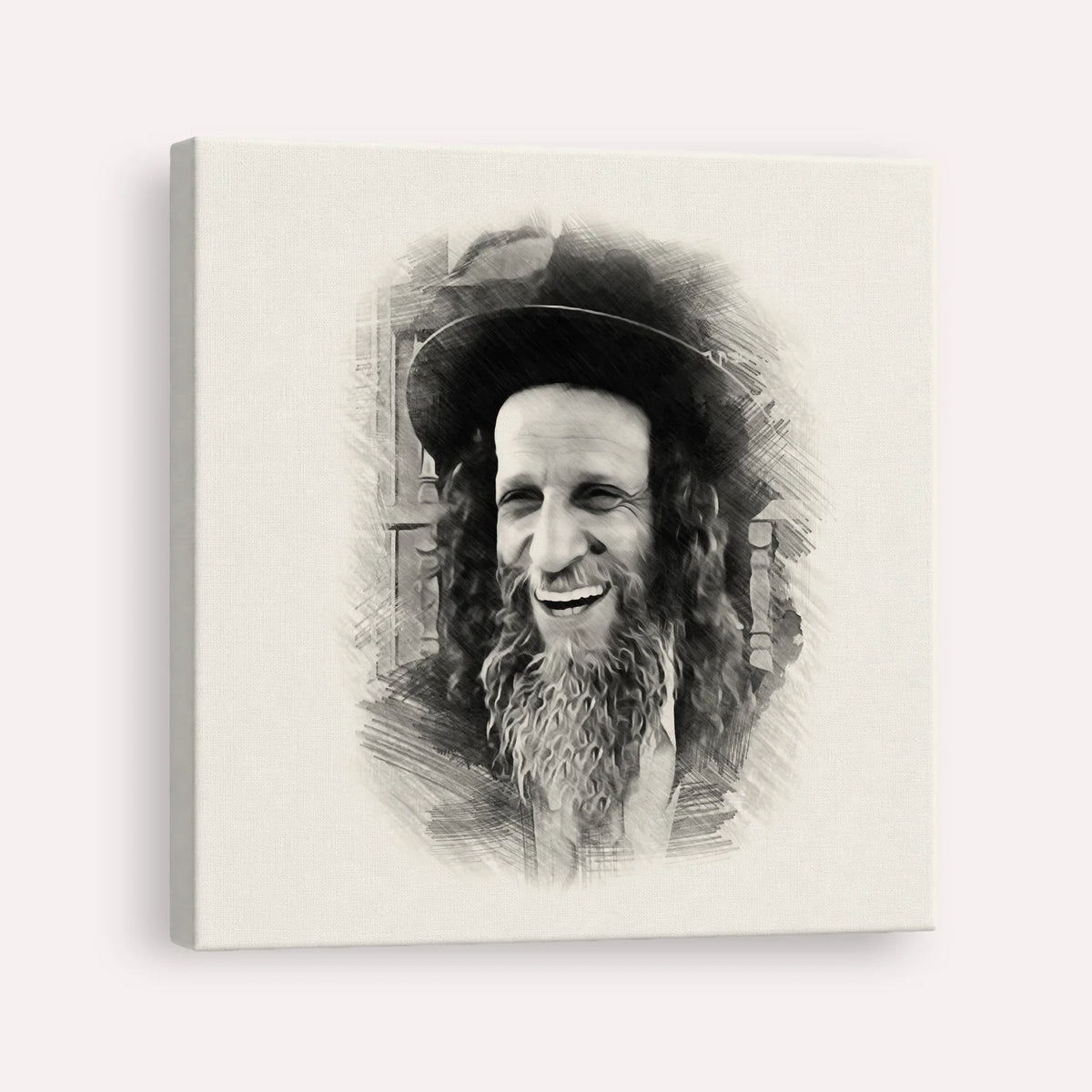 Rabbi Ofer Erez – Black & White – Canvas Square | Jewish Wall Art, Gedolim Pictures