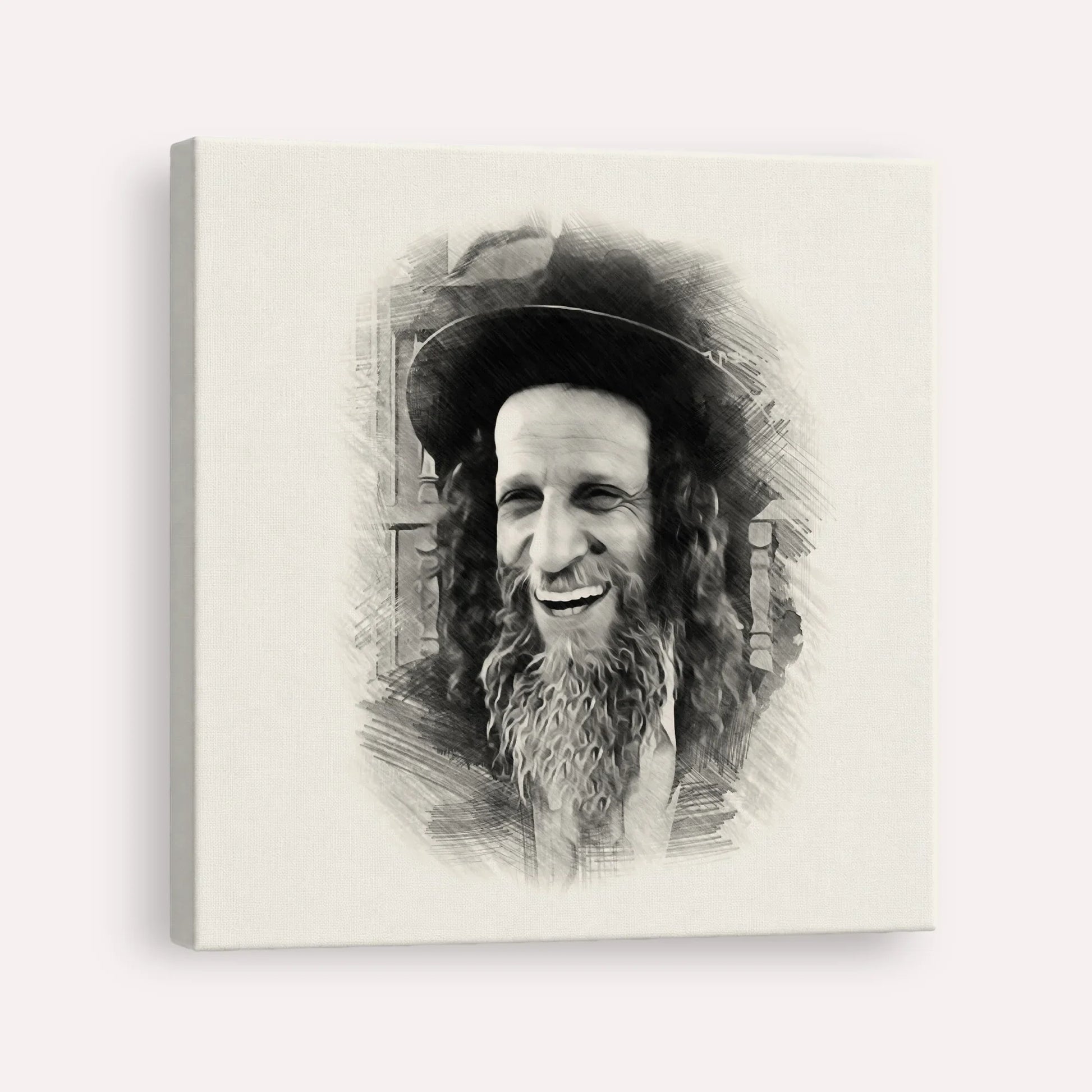 Rabbi Ofer Erez – Black & White – Canvas Square | Jewish Wall Art, Gedolim Pictures