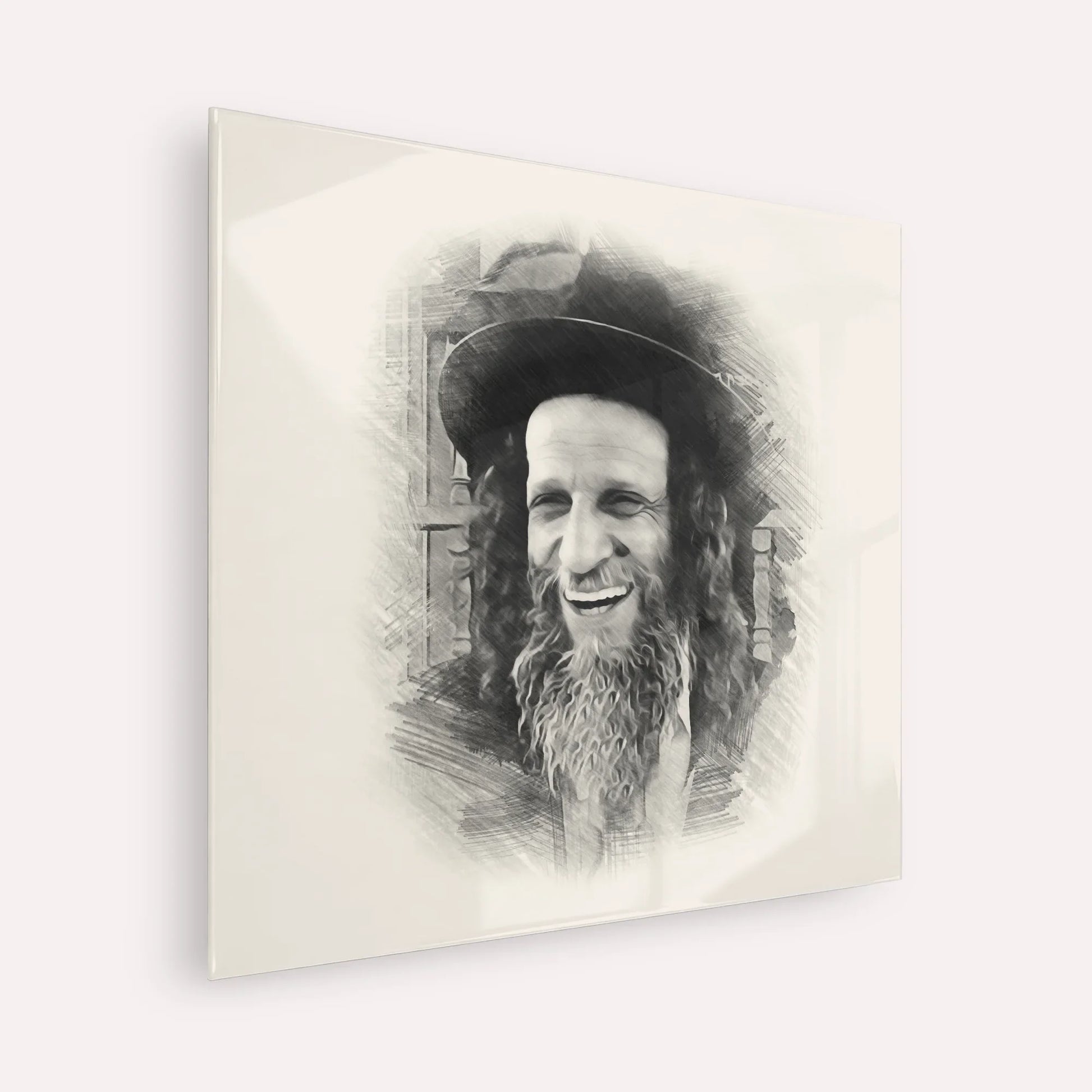 Rabbi Ofer Erez – Black & White – Acrylic Glass Square | Jewish Wall Art, Gedolim Pictures