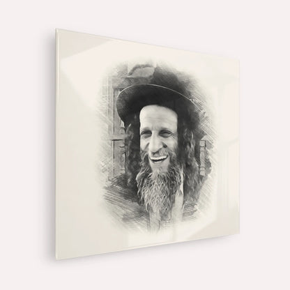 Rabbi Ofer Erez – Black & White – Acrylic Glass Square | Jewish Wall Art, Gedolim Pictures