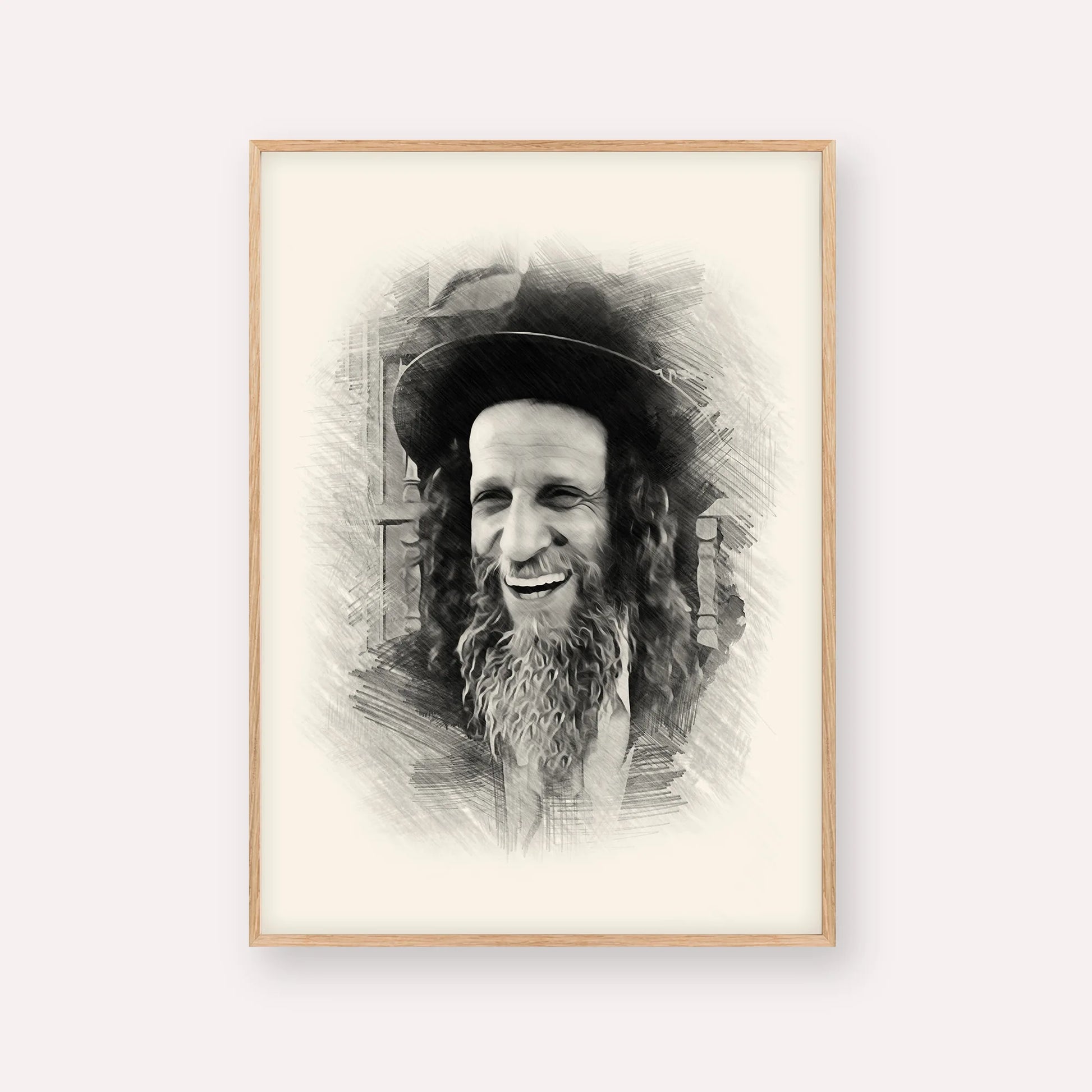 Rabbi Ofer Erez – Black & White – Wood Frame Vertical | Jewish Wall Art, Gedolim Pictures