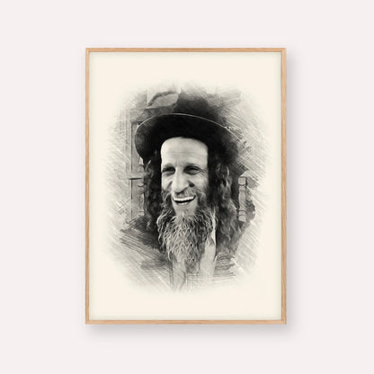 Rabbi Ofer Erez – Black & White – Wood Frame Vertical | Jewish Wall Art, Gedolim Pictures
