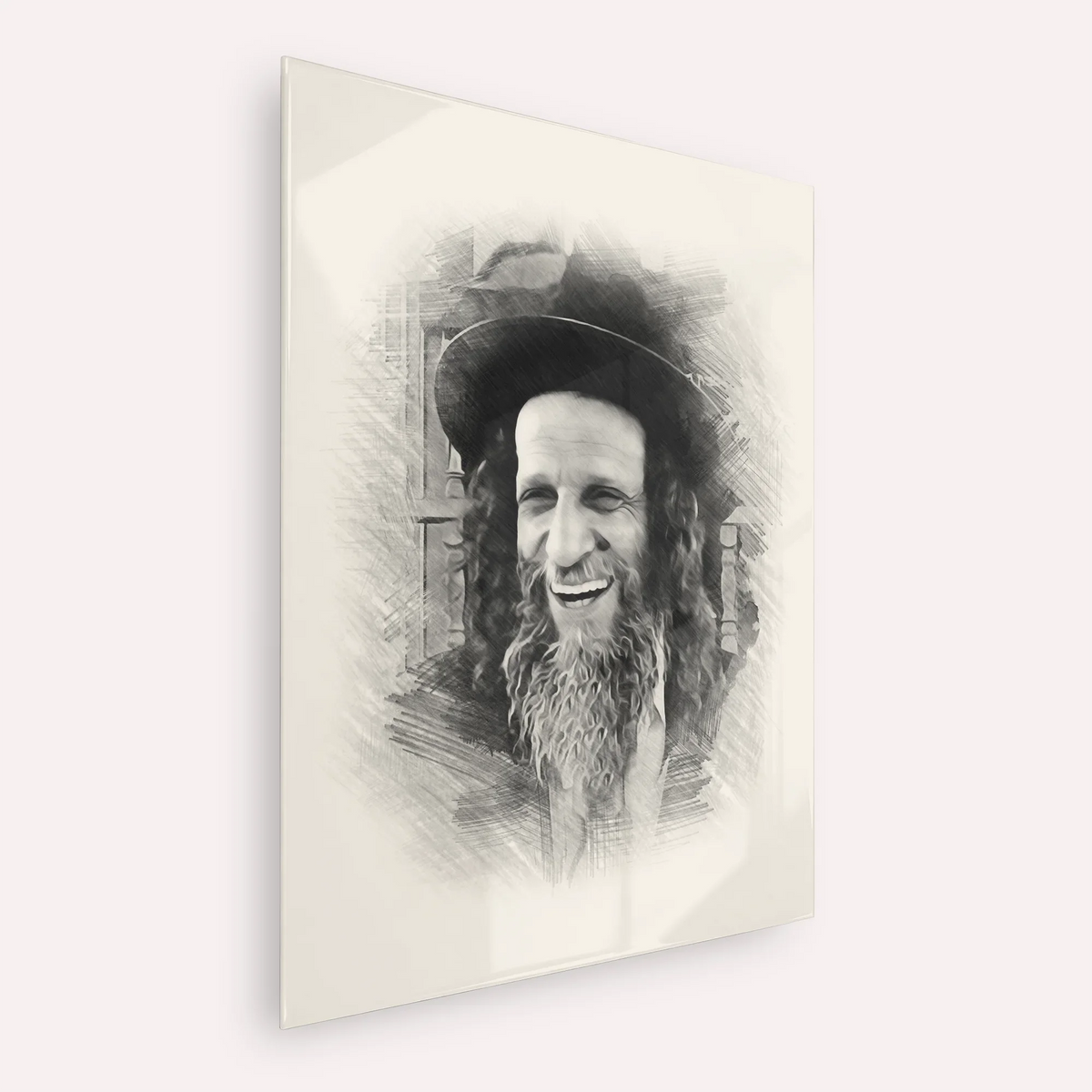 Rabbi Ofer Erez – Black & White – Acrylic Glass Vertical | Jewish Wall Art, Gedolim Pictures