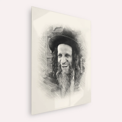 Rabbi Ofer Erez – Black & White – Acrylic Glass Vertical | Jewish Wall Art, Gedolim Pictures