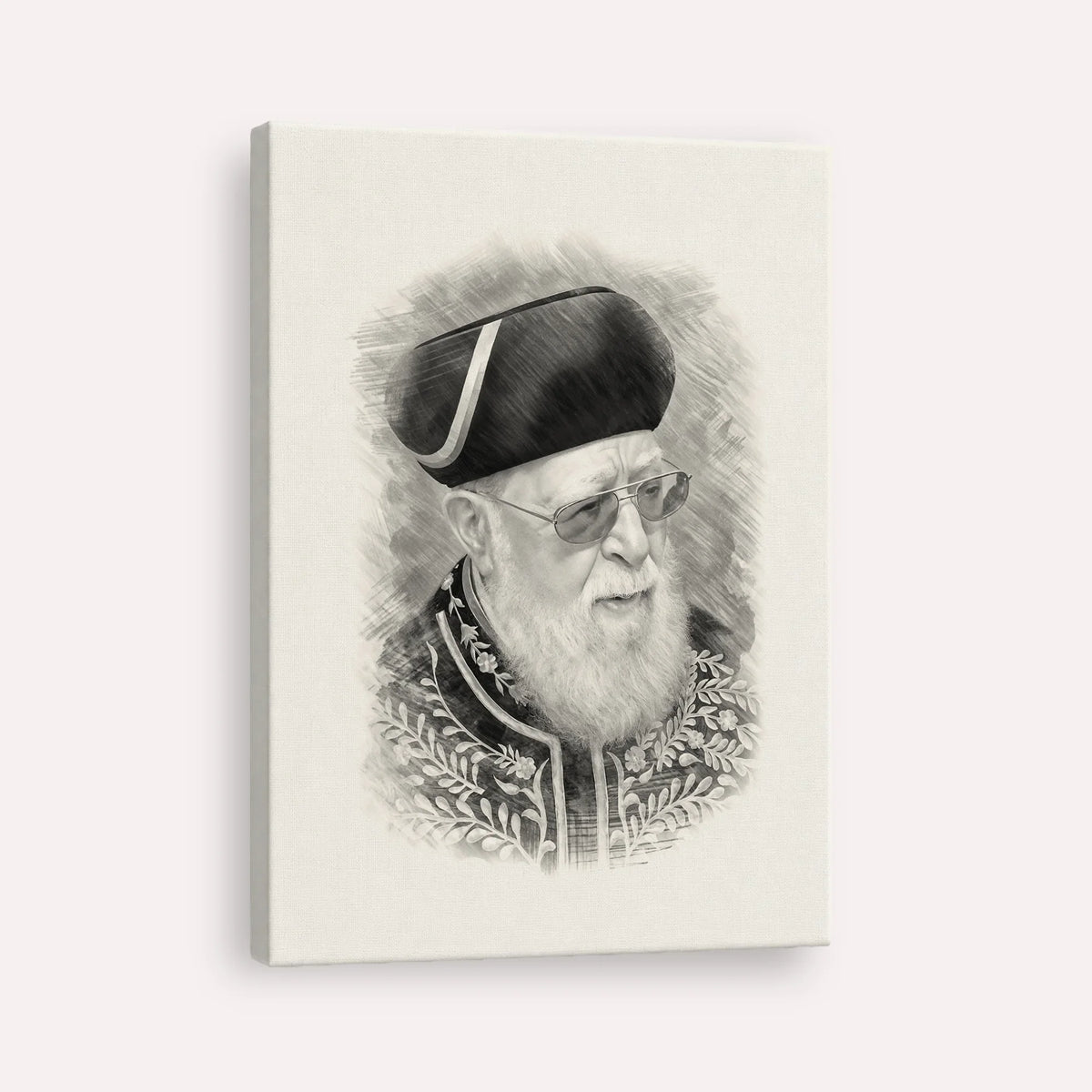 Rabbi Ovadia Yosef – Black & White – Canvas Vertical | Jewish Wall Art, Gedolim Pictures