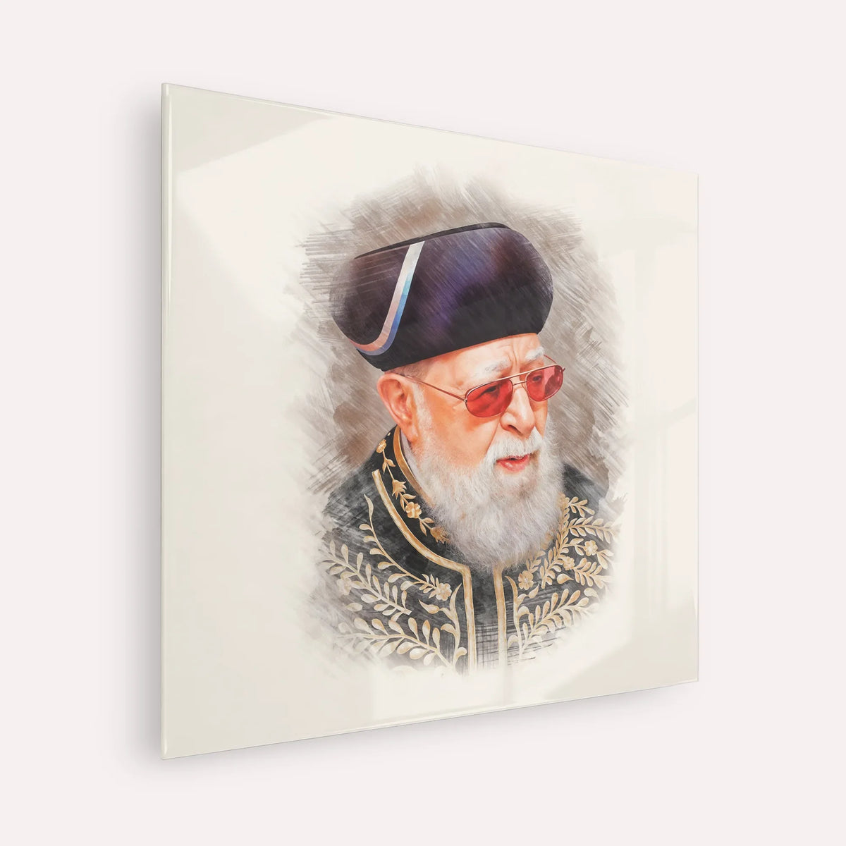 Rabbi Ovadia Yosef – Acrylic Glass Square | Jewish Wall Art, Gedolim Pictures