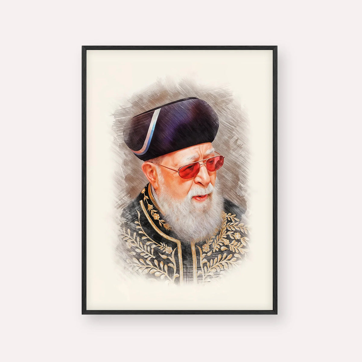 Rabbi Ovadia Yosef – Black Frame Vertical | Jewish Wall Art, Gedolim Pictures