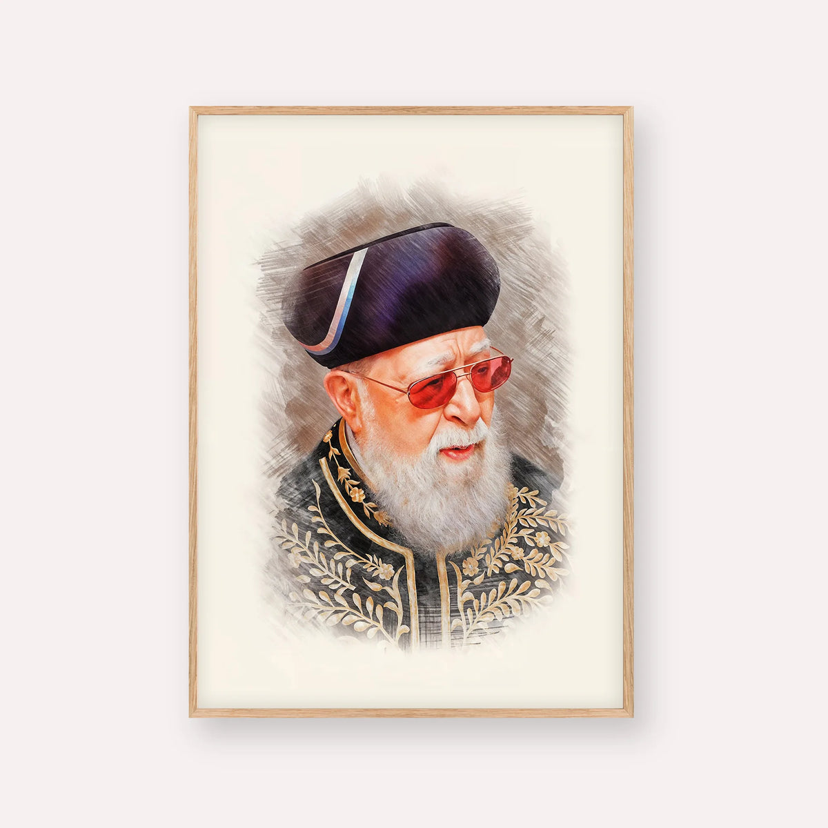 Rabbi Ovadia Yosef – Wood Frame Vertical | Jewish Wall Art, Gedolim Pictures
