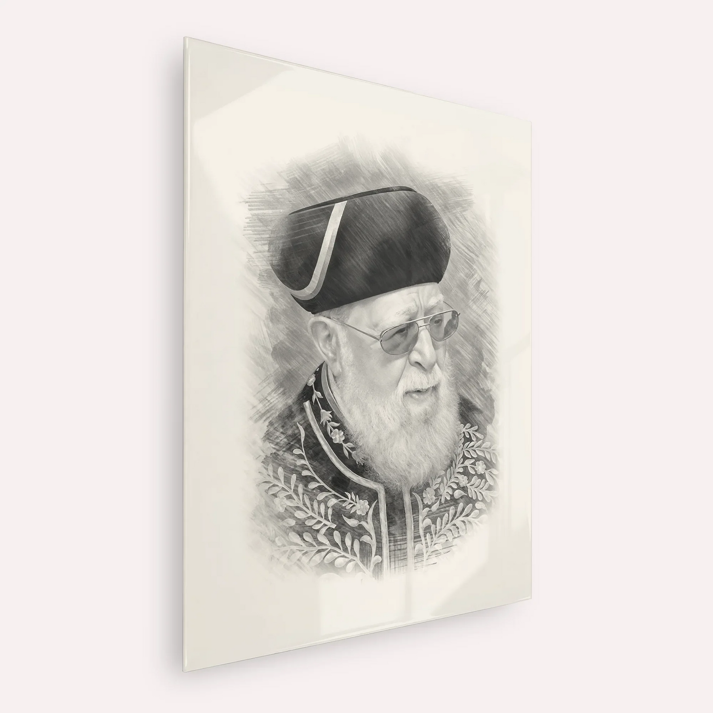 Rabbi Ovadia Yosef – Black & White – Acrylic Glass Vertical | Jewish Wall Art, Gedolim Pictures