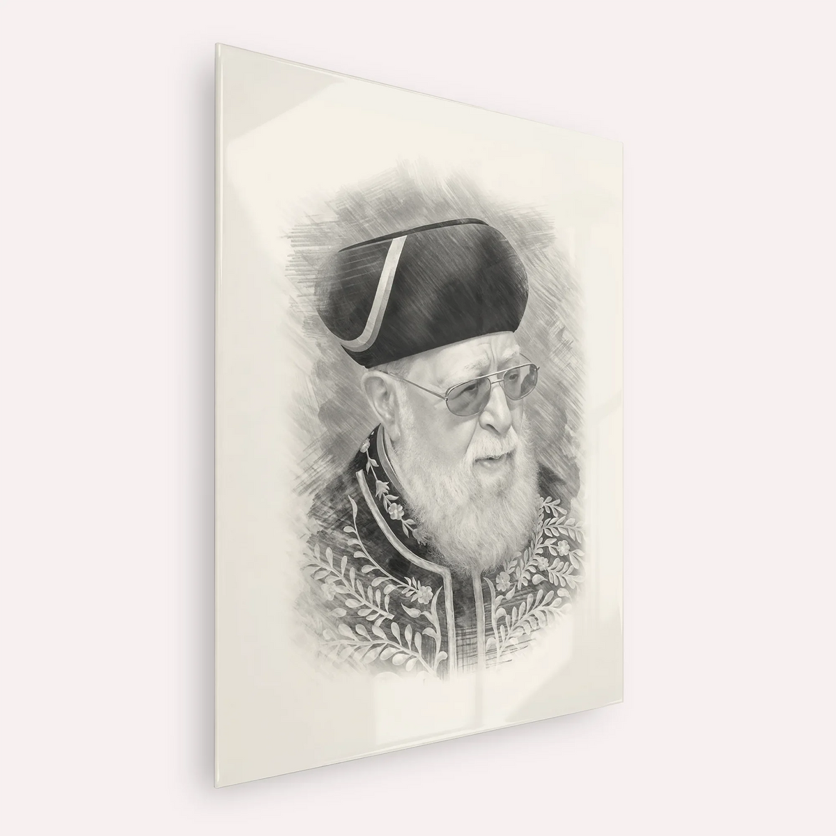 Rabbi Ovadia Yosef – Black & White – Acrylic Glass Vertical | Jewish Wall Art, Gedolim Pictures