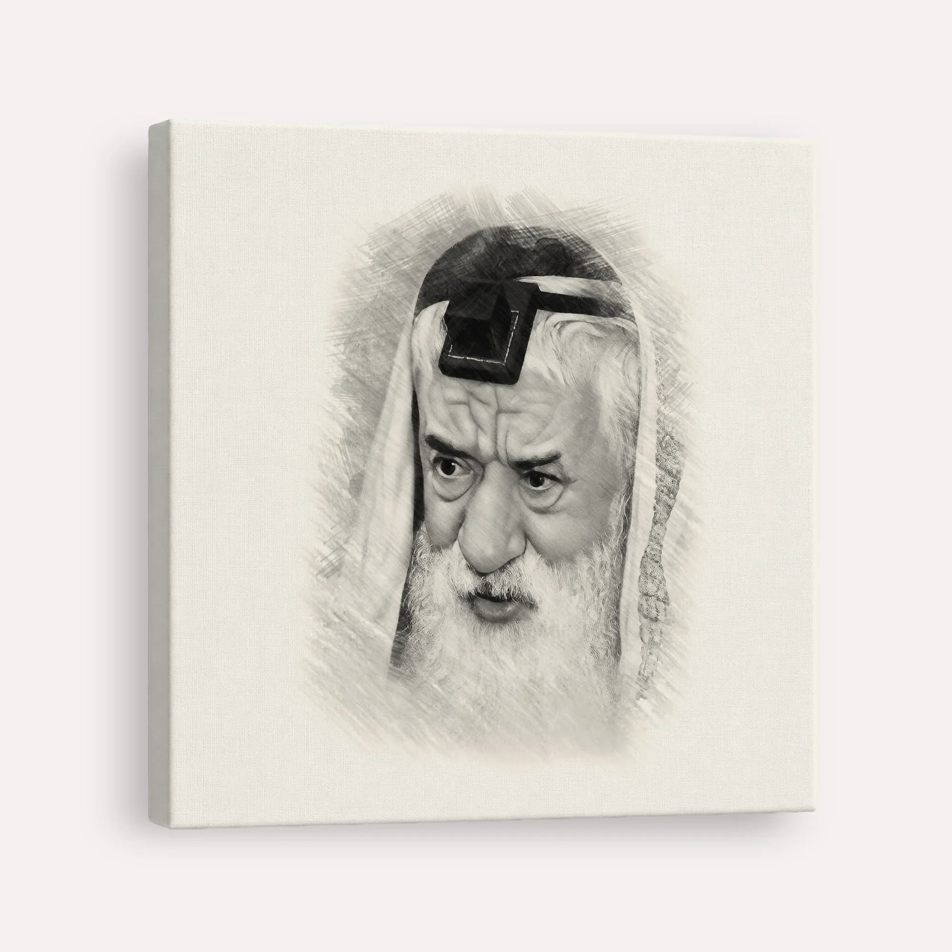 Rabbi Pinchas Hirschprung – Black & White – Canvas Square | Jewish Wall Art, Gedolim Pictures