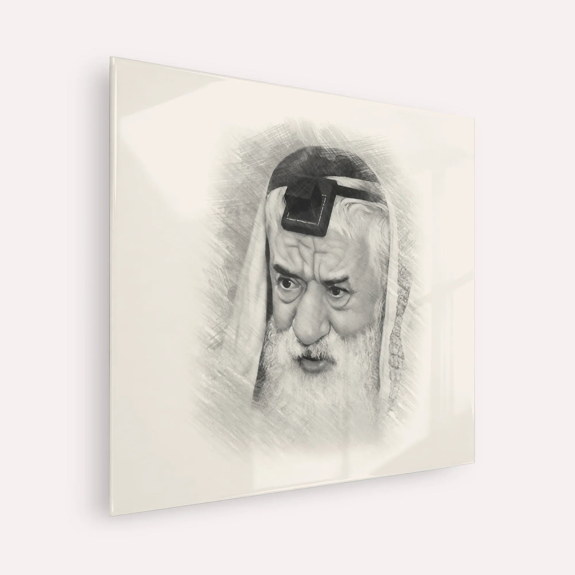 Rabbi Pinchas Hirschprung – Black & White – Acrylic Glass Square | Jewish Wall Art, Gedolim Pictures