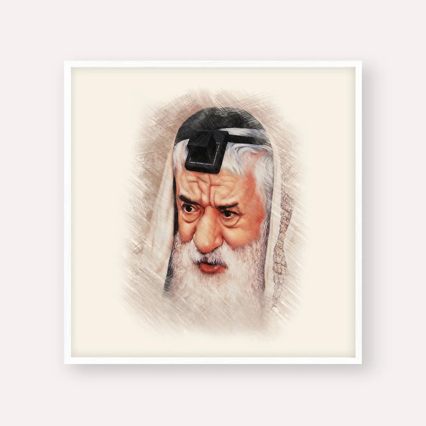 Rabbi Pinchas Hirschprung – White Frame Square | Jewish Wall Art, Gedolim Pictures