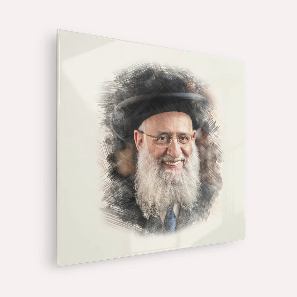 Rabbi Reuven Elbaz – Acrylic Glass Square | Jewish Wall Art, Gedolim Pictures