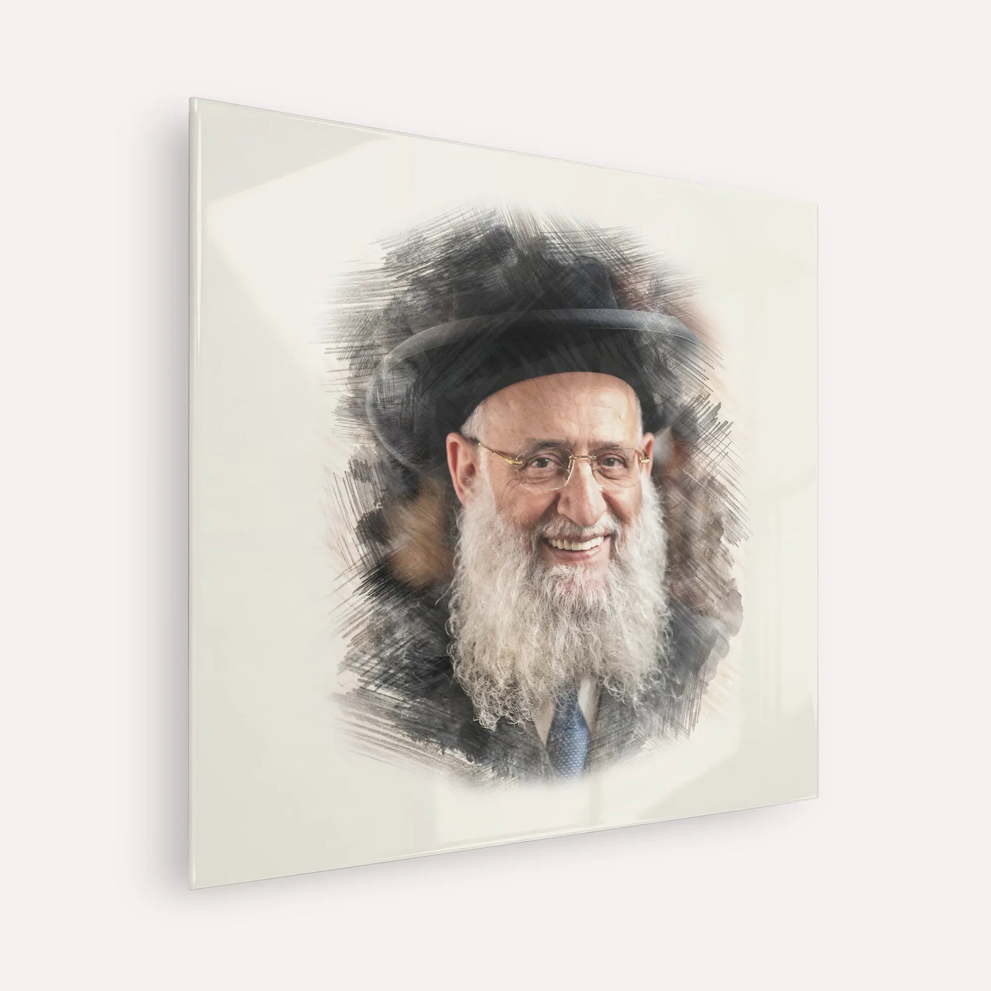 Rabbi Reuven Elbaz – Acrylic Glass Square | Jewish Wall Art, Gedolim Pictures