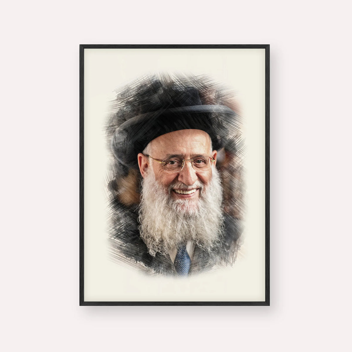 Rabbi Reuven Elbaz – Black Frame Vertical | Jewish Wall Art, Gedolim Pictures