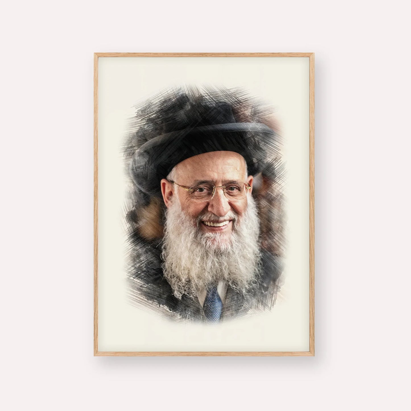 Rabbi Reuven Elbaz – Wood Frame Vertical | Jewish Wall Art, Gedolim Pictures