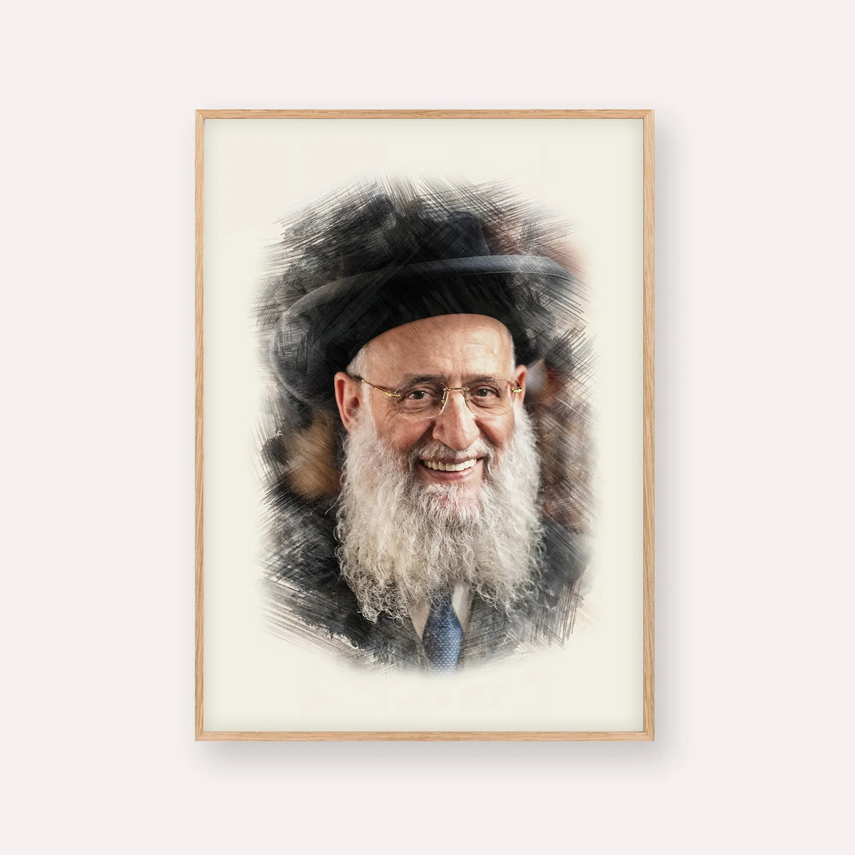 Rabbi Reuven Elbaz – Wood Frame Vertical | Jewish Wall Art, Gedolim Pictures
