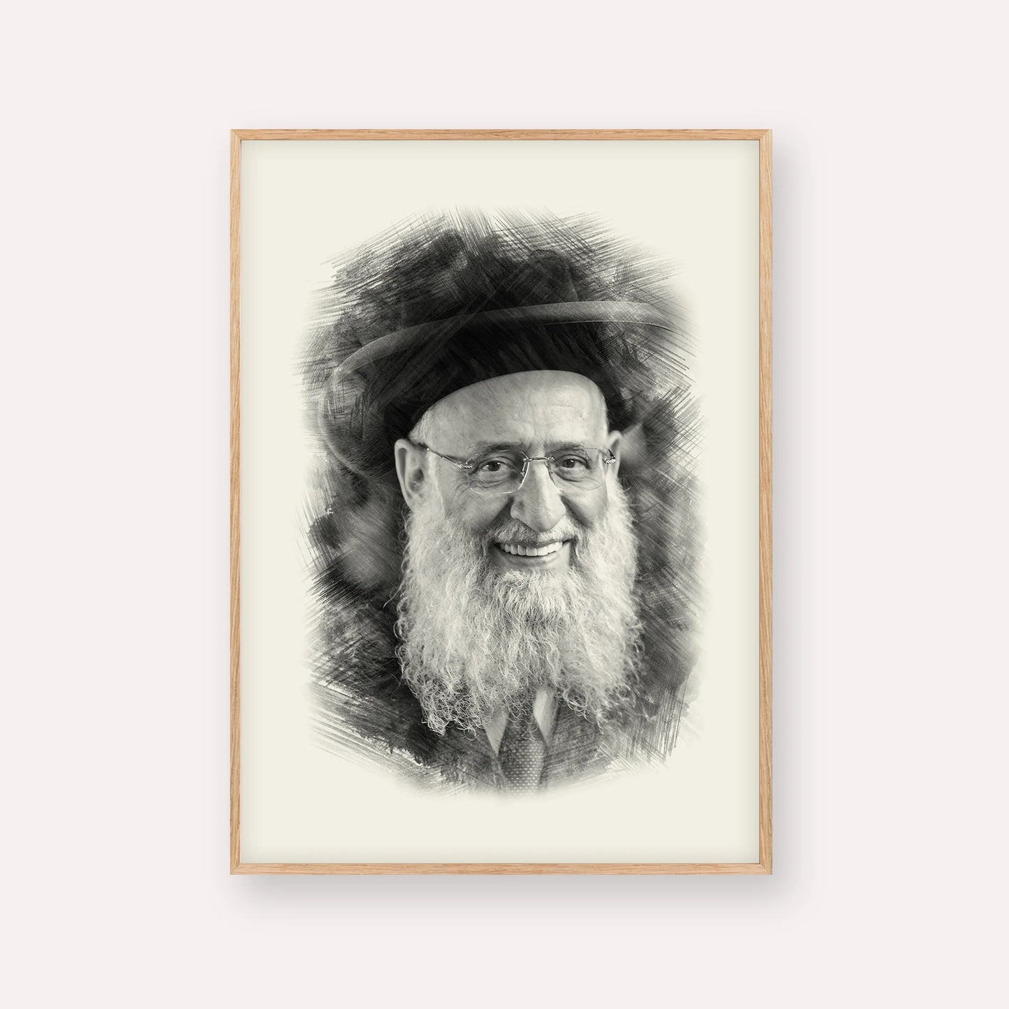 Rabbi Reuven Elbaz – Black & White – Wood Frame Vertical | Jewish Wall Art, Gedolim Pictures