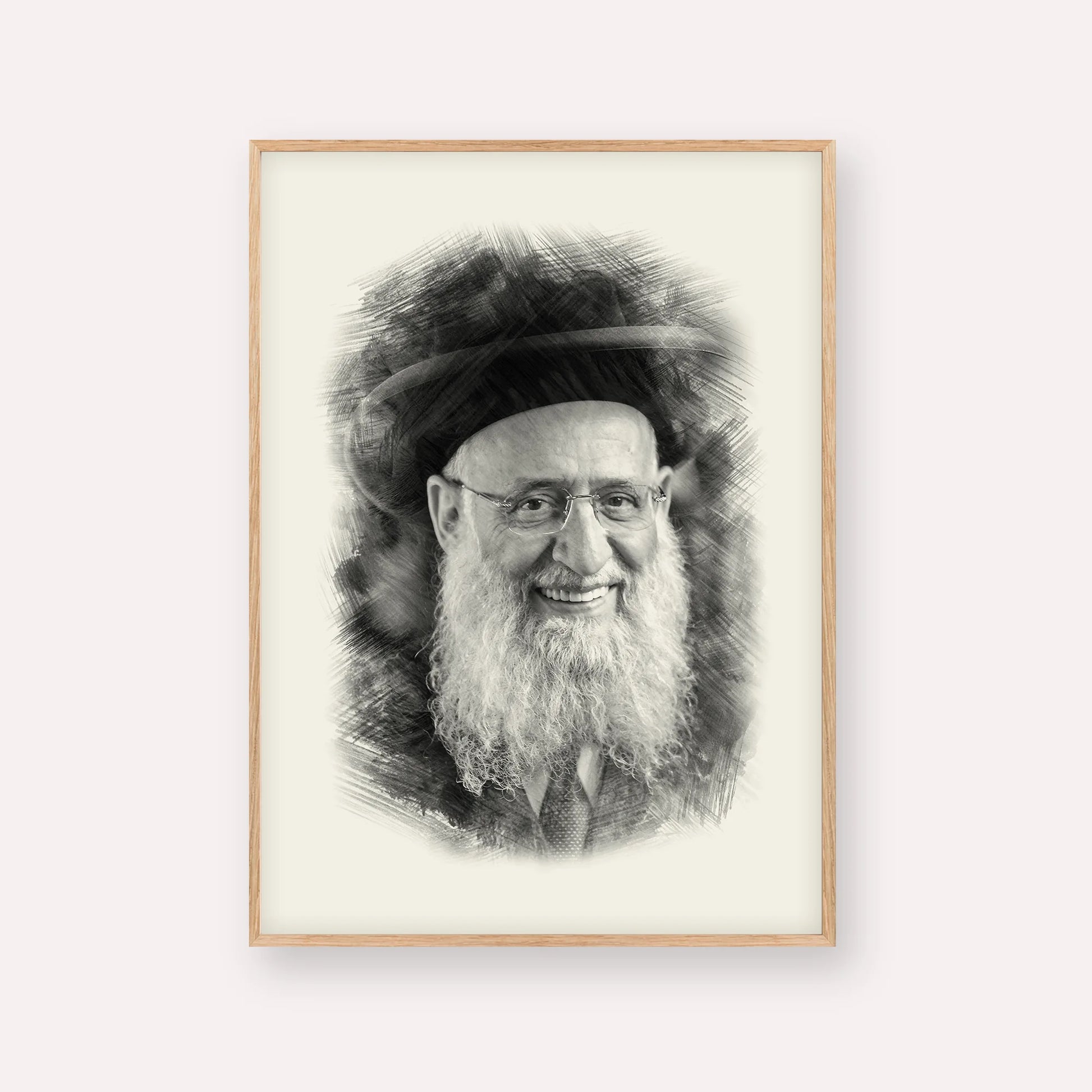 Rabbi Reuven Elbaz – Black & White – Wood Frame Vertical | Jewish Wall Art, Gedolim Pictures