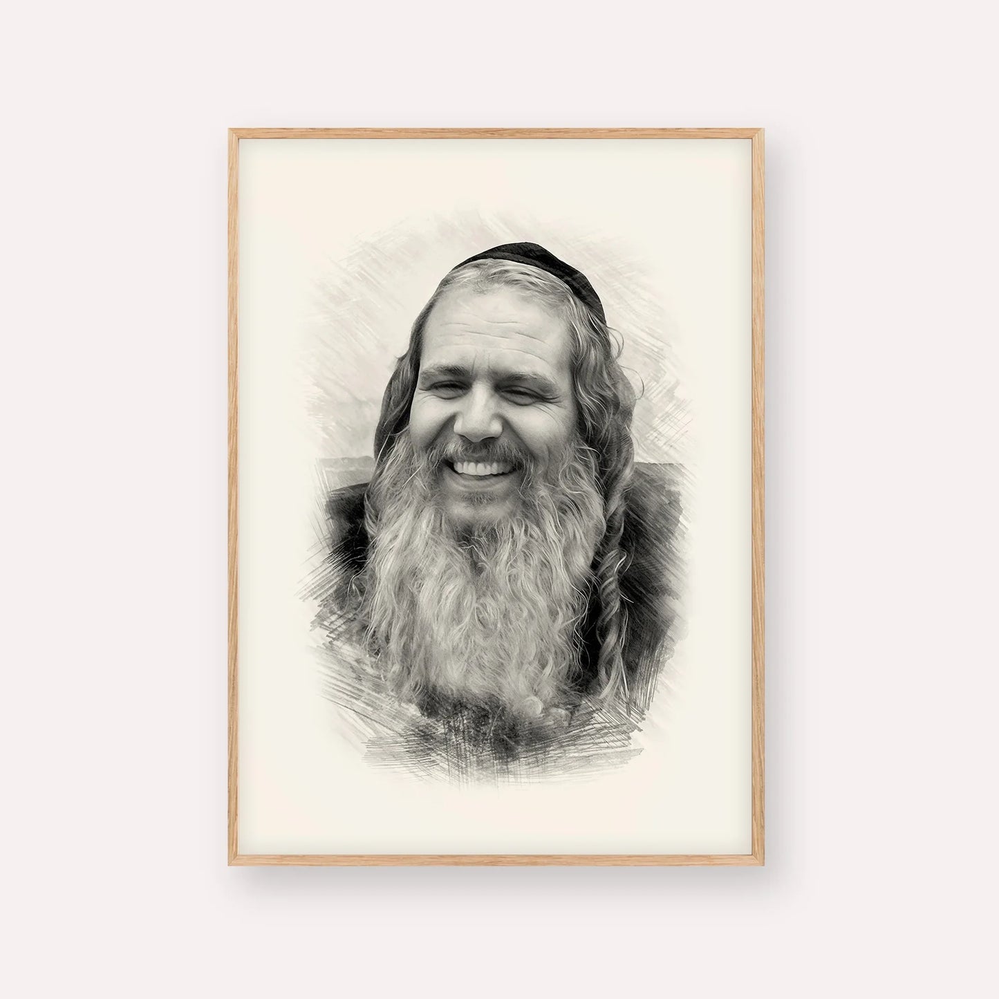 Rabbi Shalom Arush – Black & White – Wood Frame Vertical | Jewish Wall Art, Gedolim Pictures