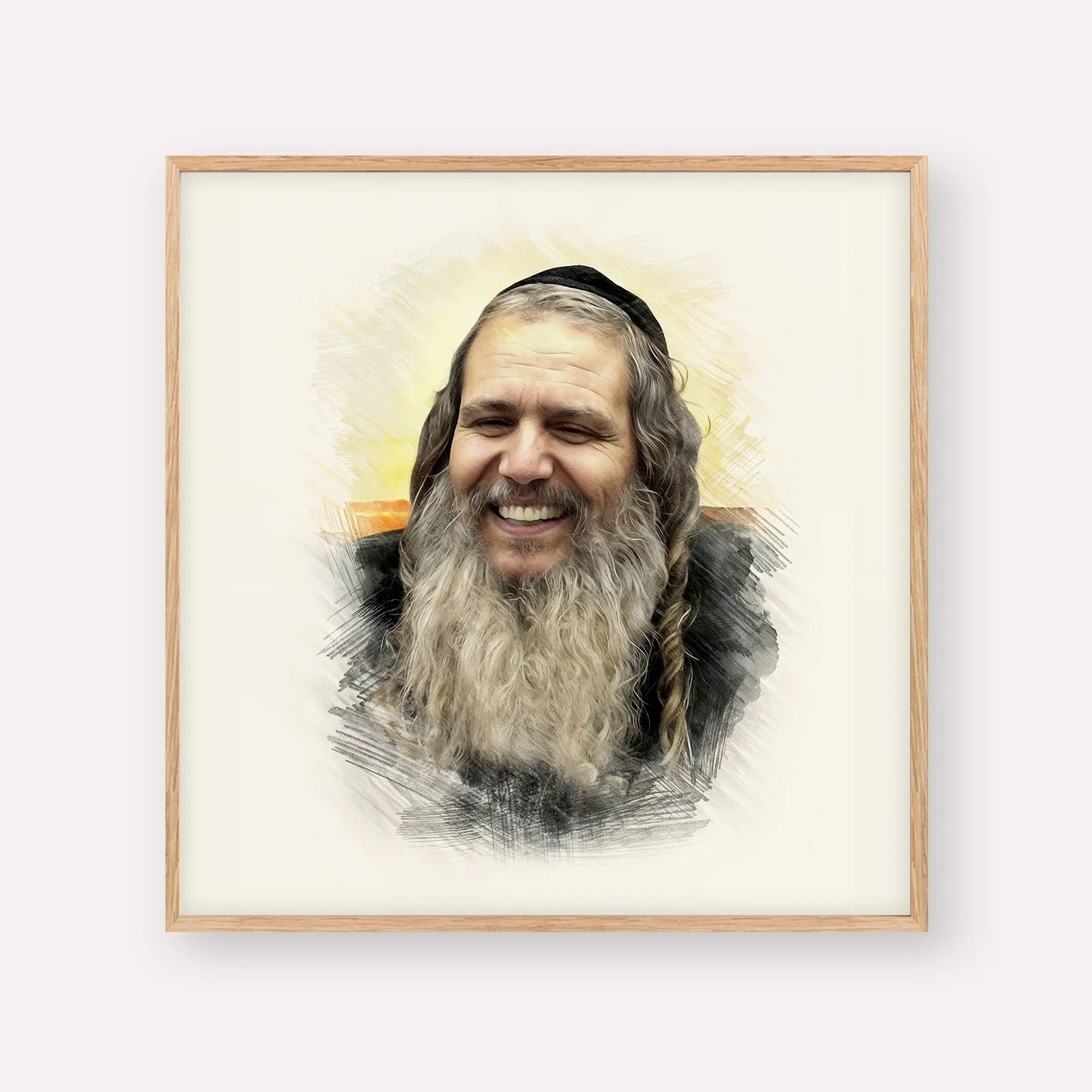 Rabbi Shalom Arush – Wood Frame Square | Jewish Wall Art, Gedolim Pictures