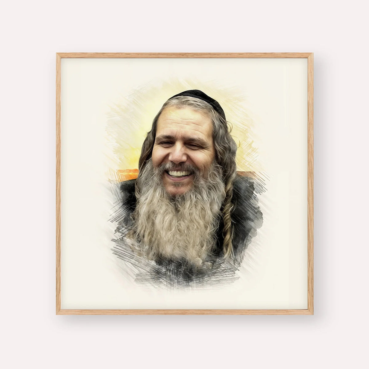 Rabbi Shalom Arush – Wood Frame Square | Jewish Wall Art, Gedolim Pictures