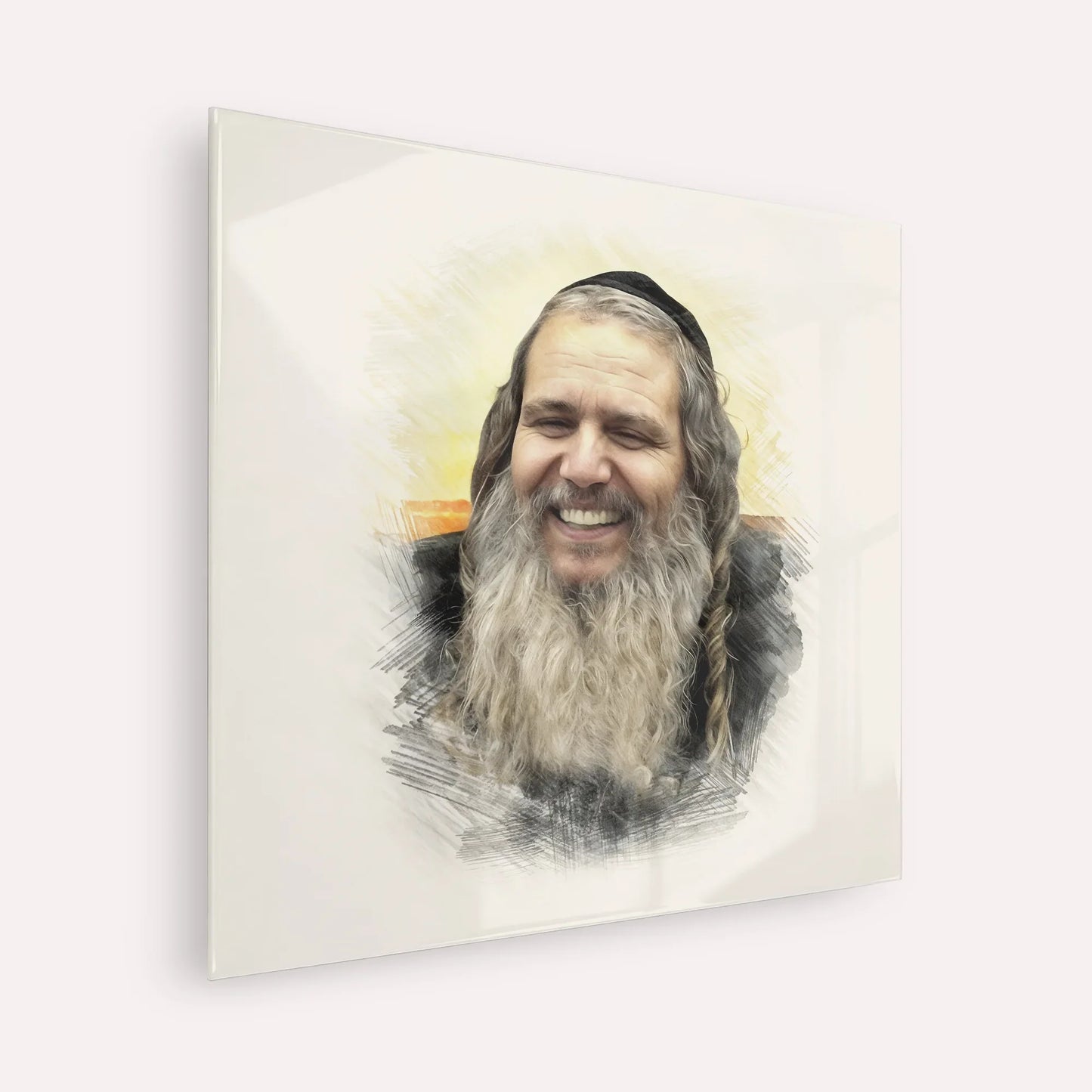 Rabbi Shalom Arush – Acrylic Glass Square | Jewish Wall Art, Gedolim Pictures