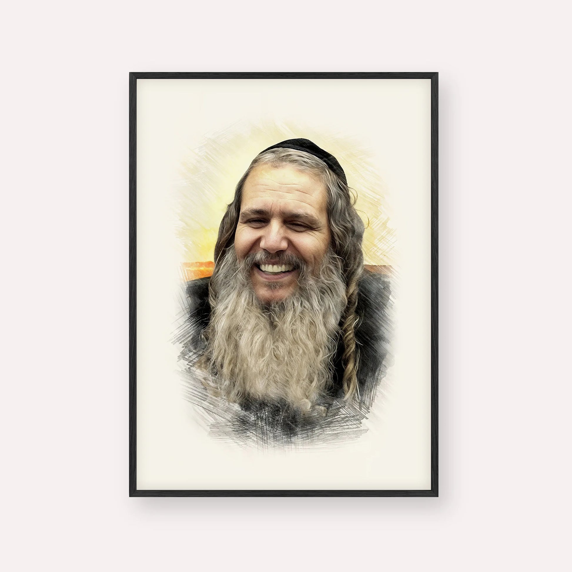 Rabbi Shalom Arush – Black Frame Vertical | Jewish Wall Art, Gedolim Pictures
