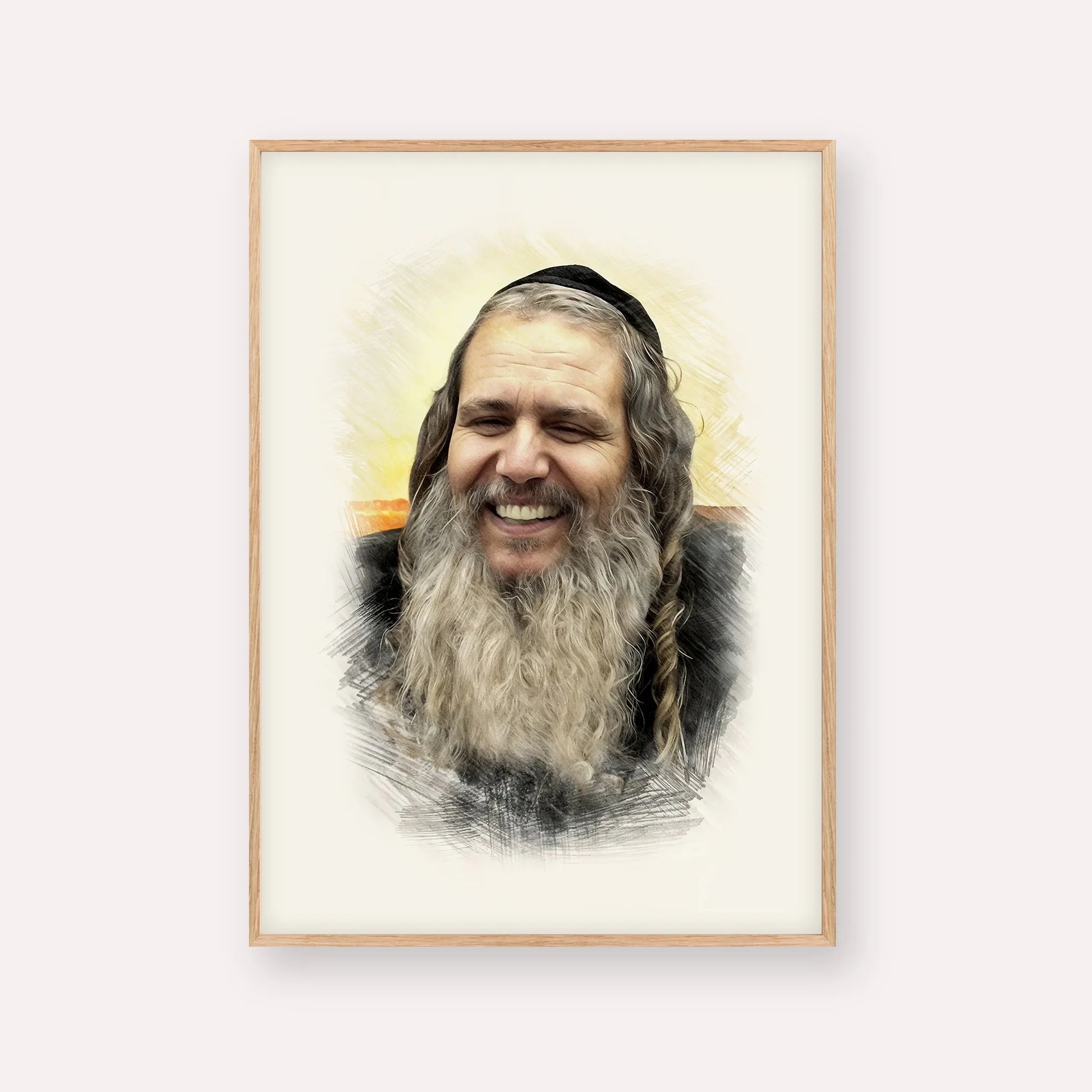 Rabbi Shalom Arush – Wood Frame Vertical | Jewish Wall Art, Gedolim Pictures