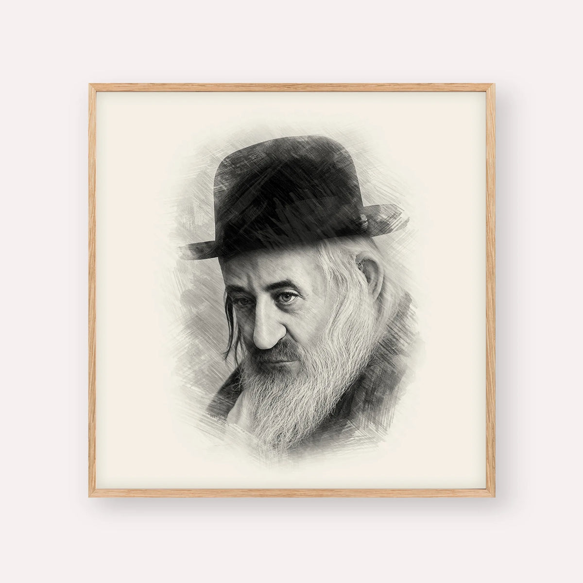 Rabbi Shaya'la of Kerestir – Black & White – Wood Frame Square | Jewish Wall Art, Gedolim Pictures