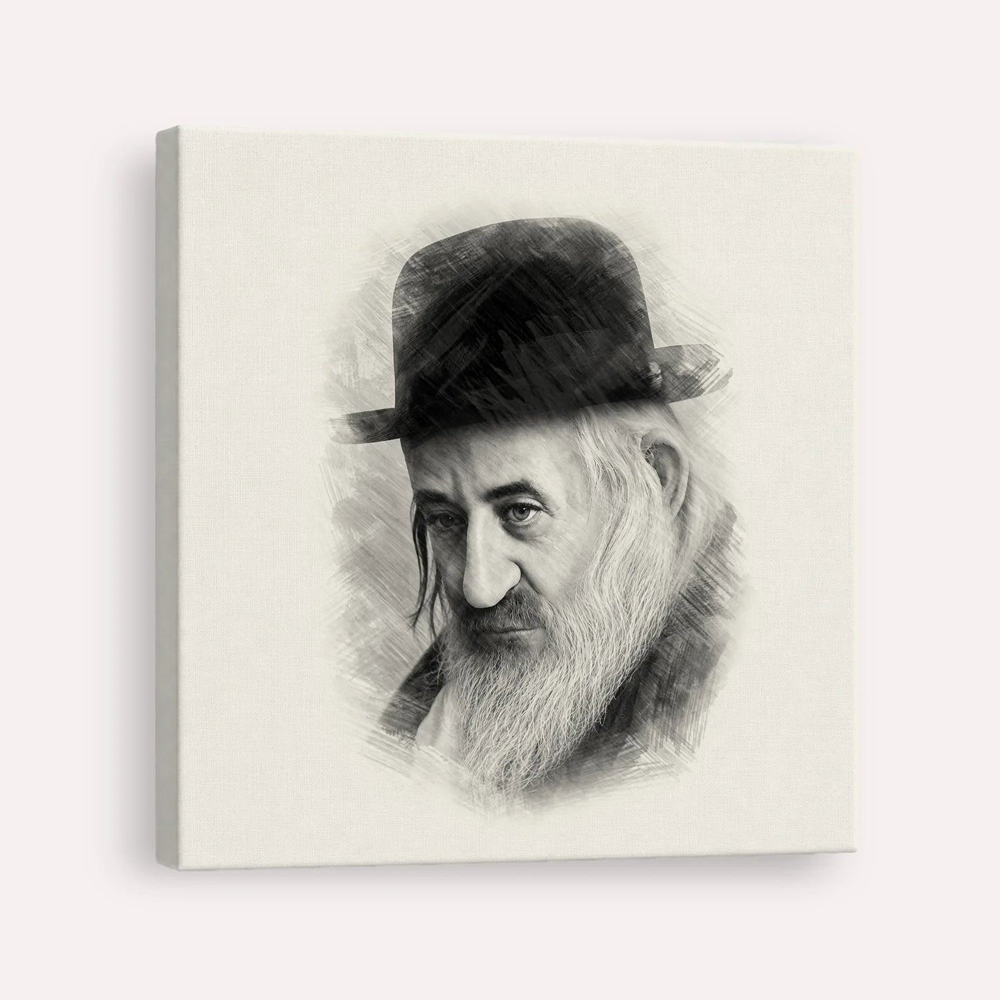 Rabbi Shaya'la of Kerestir – Black & White – Canvas Square | Jewish Wall Art, Gedolim Pictures