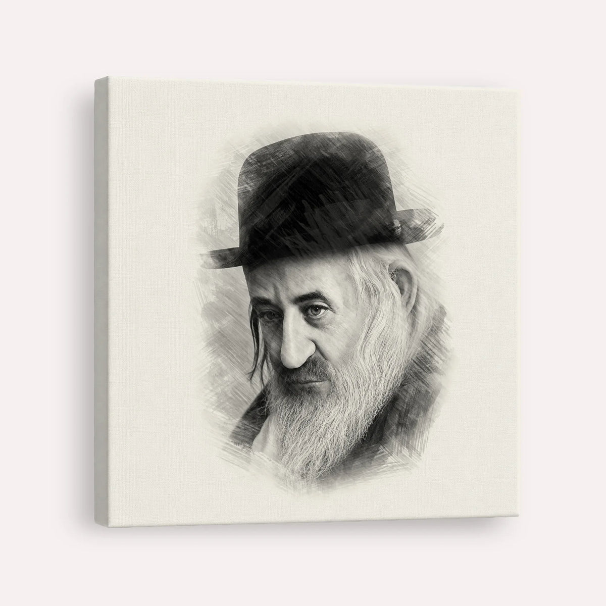 Rabbi Shaya'la of Kerestir – Black & White – Canvas Square | Jewish Wall Art, Gedolim Pictures
