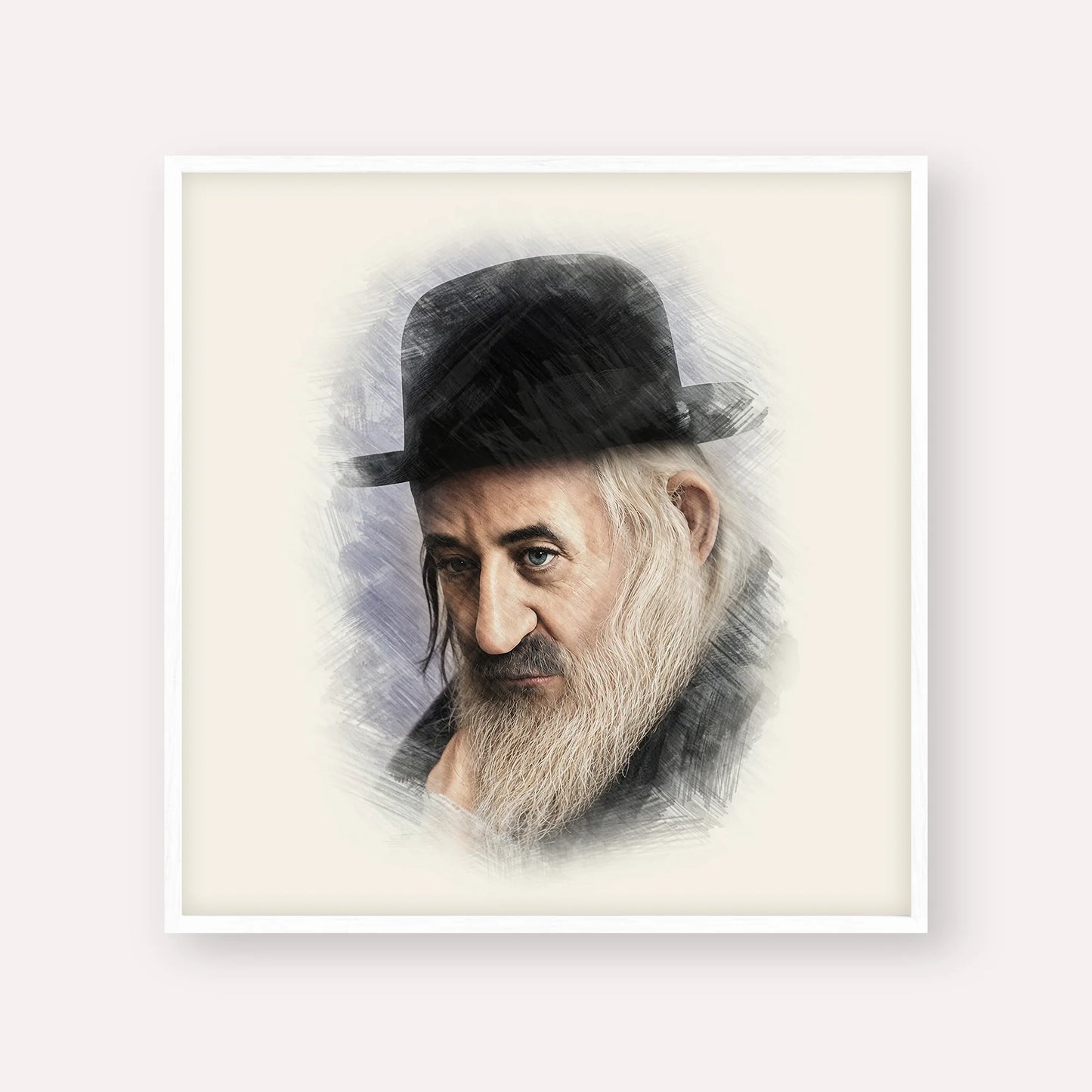 Rabbi Shaya'la of Kerestir – White Frame Square | Jewish Wall Art, Gedolim Pictures