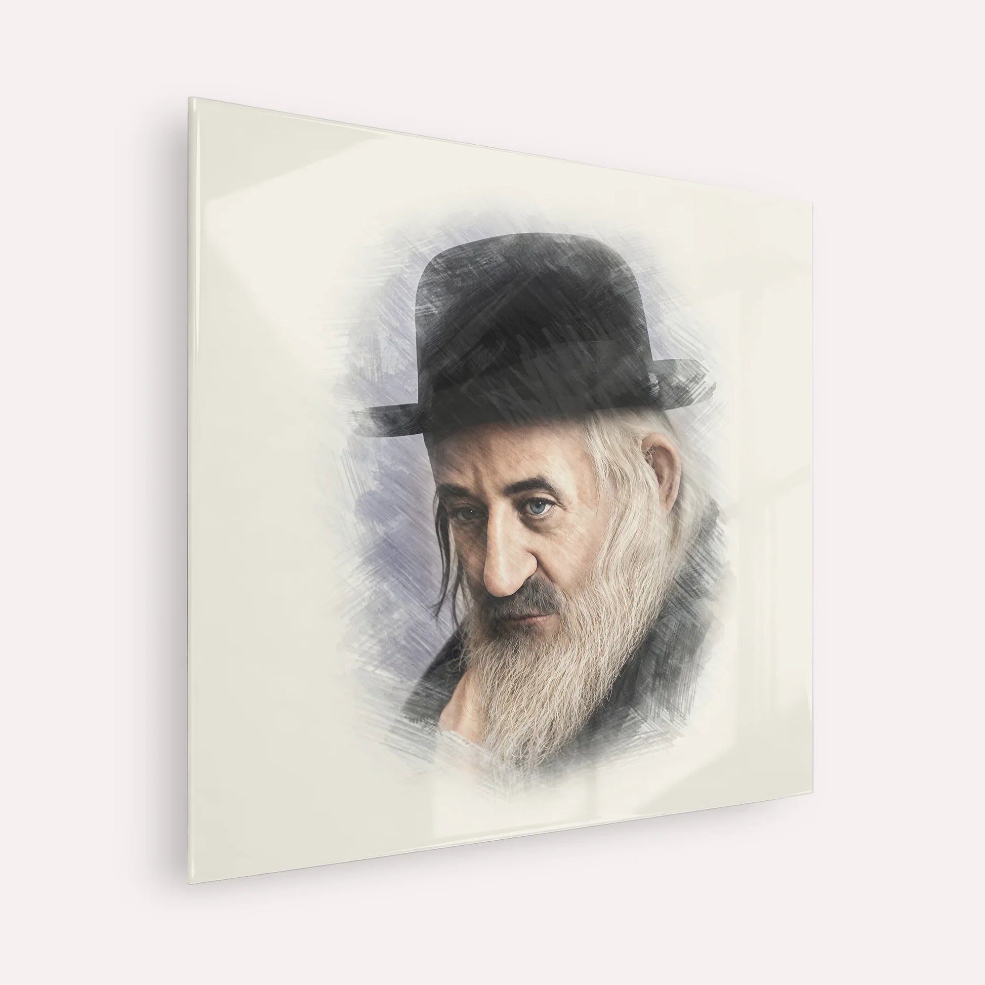 Rabbi Shaya'la of Kerestir – Acrylic Glass Square | Jewish Wall Art, Gedolim Pictures